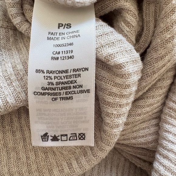 Dynamite Beige Ribbed Elegant Long Sleeve Dress Tied at the Waist - Picture 7 of 8